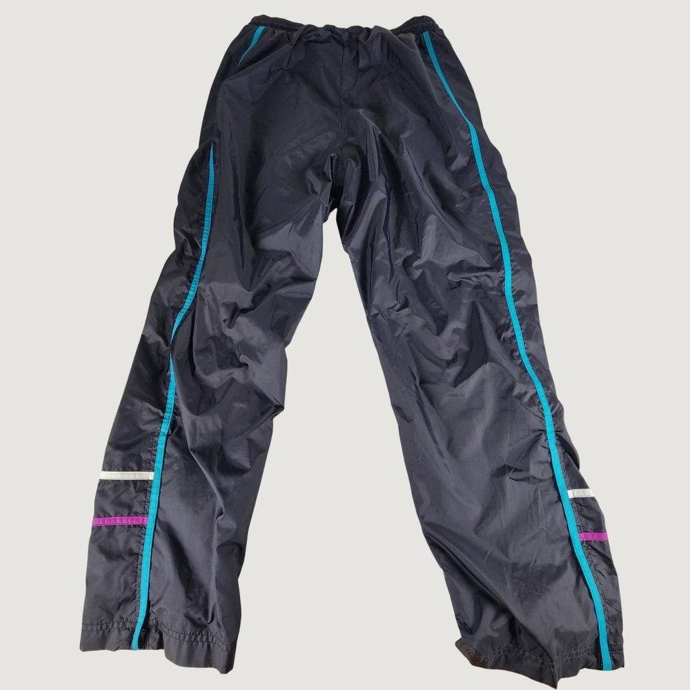 VTG CS Signature Mens Large Track Pants Black Teal Stripe Windbreaker Blokecore